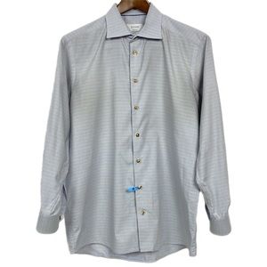 Eton Men’s Contemporary Fit Plaid Button Front L/S Dress Shirt Size 44 / 17.5